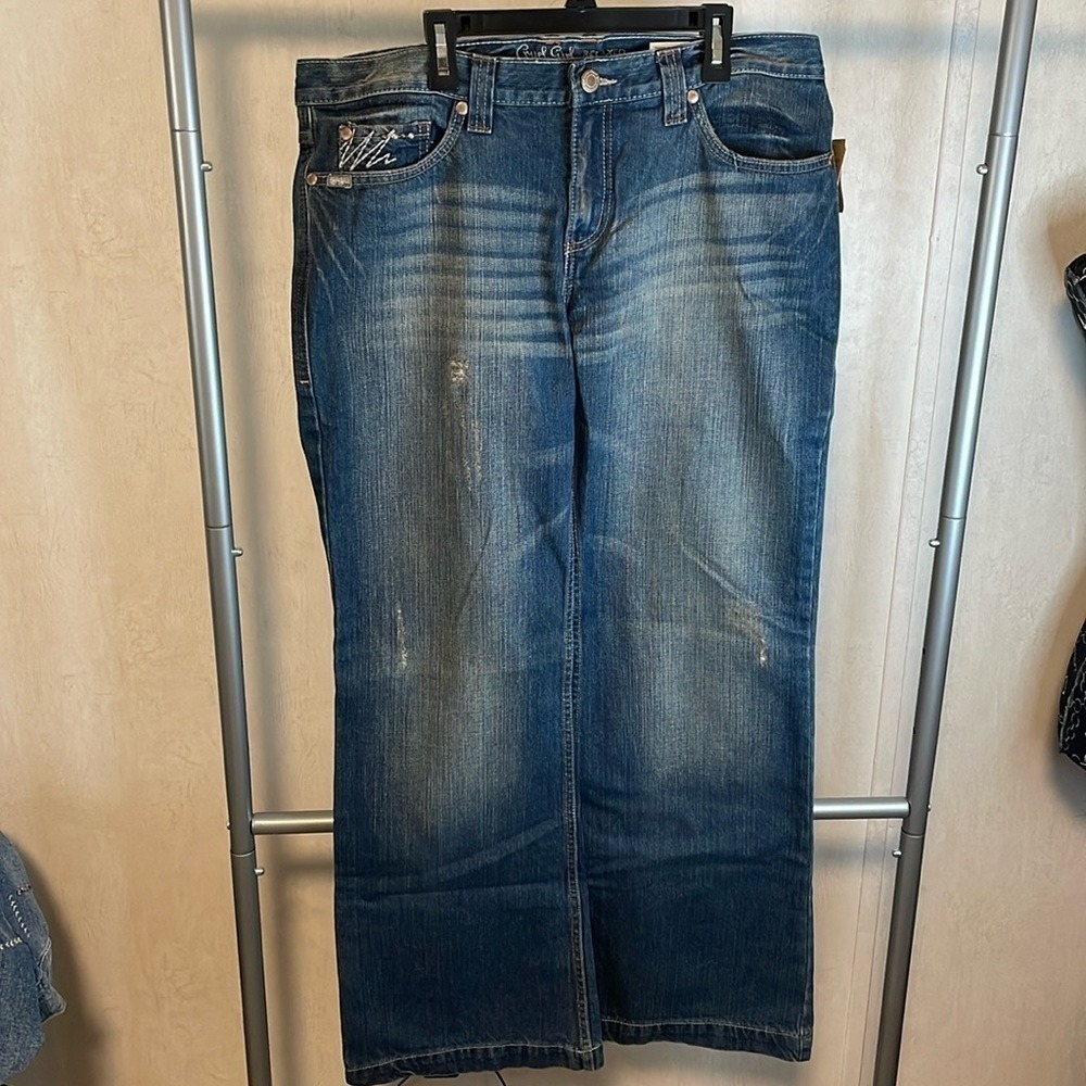Cruel Girl NWT Relaxed Rosalie Denim Wide Leg Jeans Size 13 Reg Bling Pockets - Picture 2 of 8